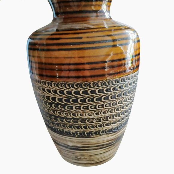 Vintage Mid-Century German Pottery Vase, Large 12" MCM Ceramic Stamped Germany - Picture 4 of 4
